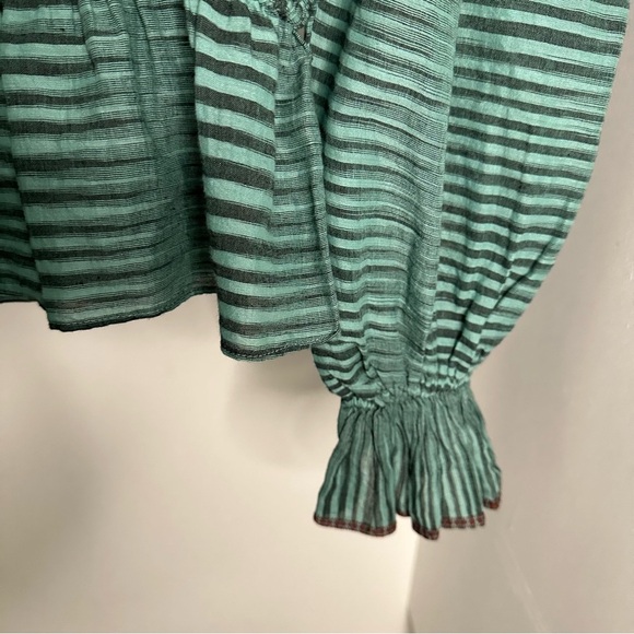 ULLA JOHNSON Ophelia gathered striped cotton-voile peplum blouse SZ US 4 - Picture 6 of 9